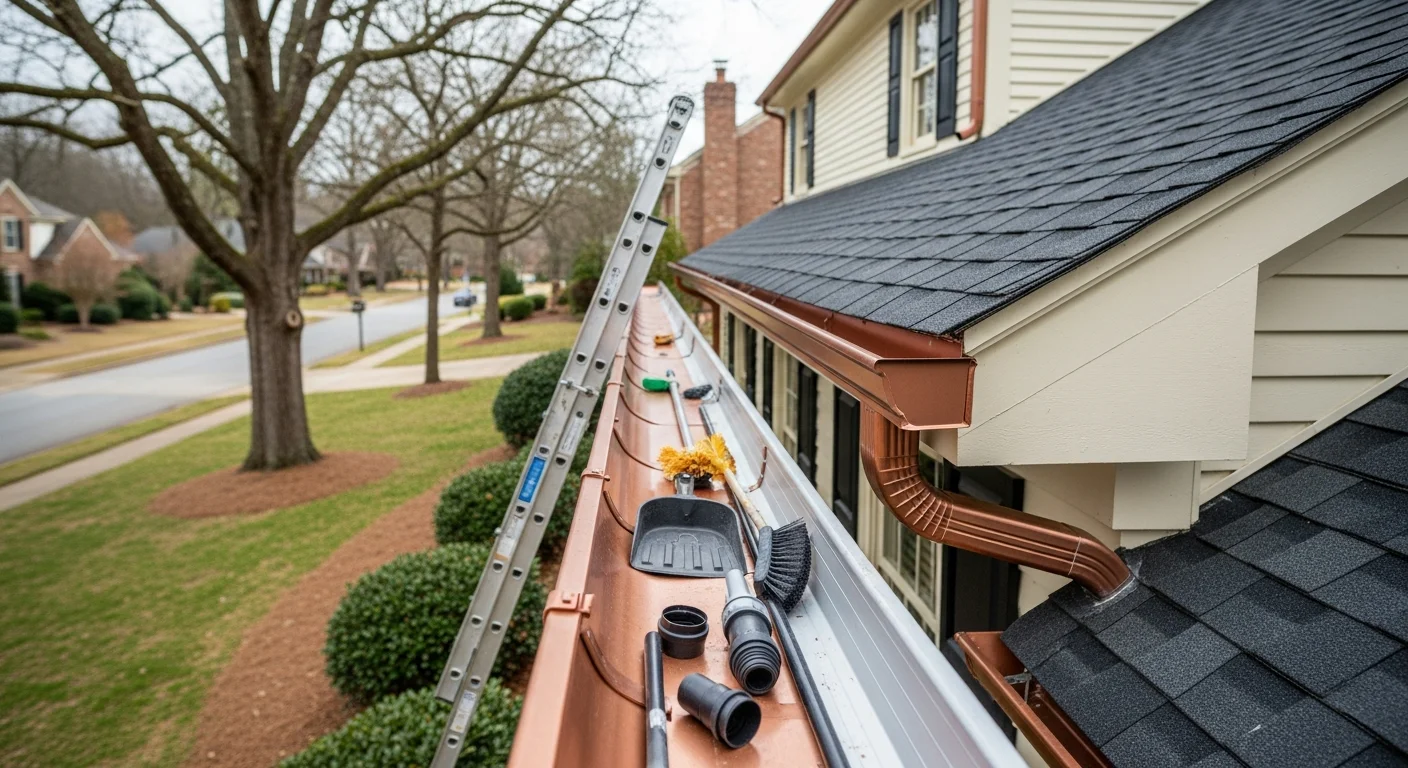 Professional gutter installation and repair on residential home