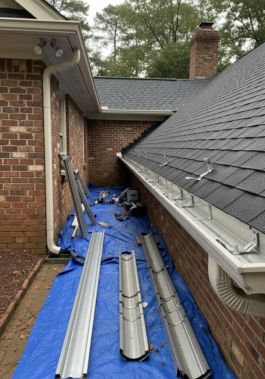 Detailed view of professional work being completed on a Marietta property.